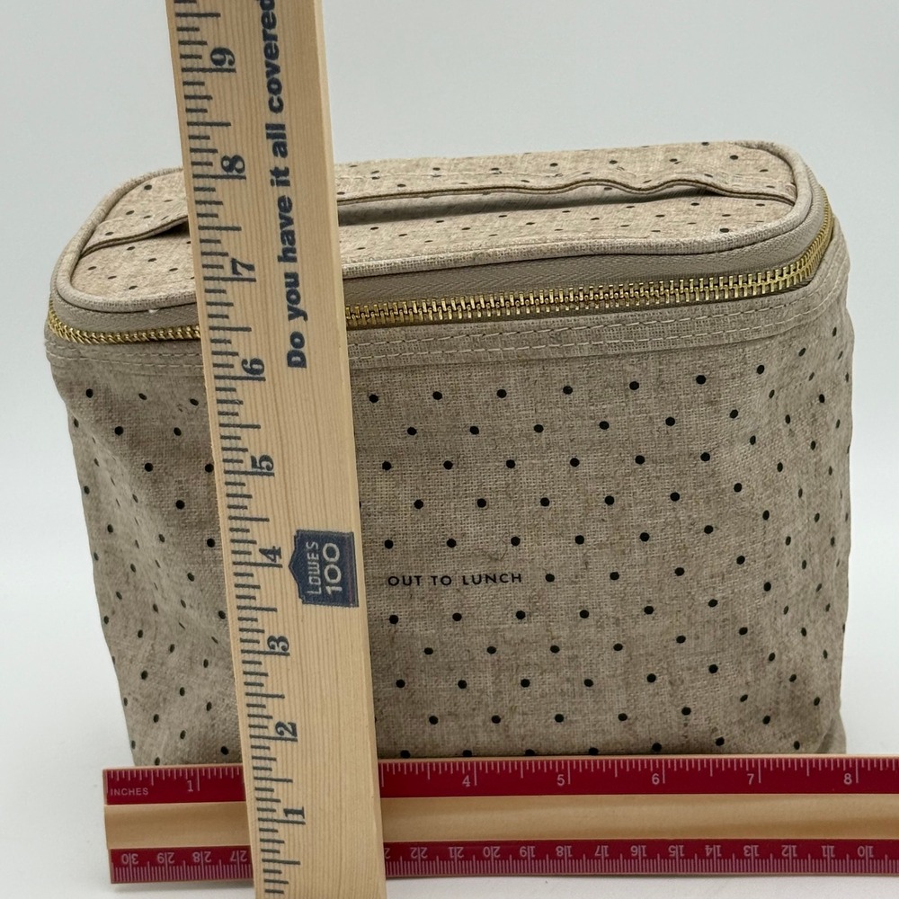 Kate Spade New York Out To Lunch Polka Dot Insulated Lunch Bag Tote Beige Black - Picture 7 of 9